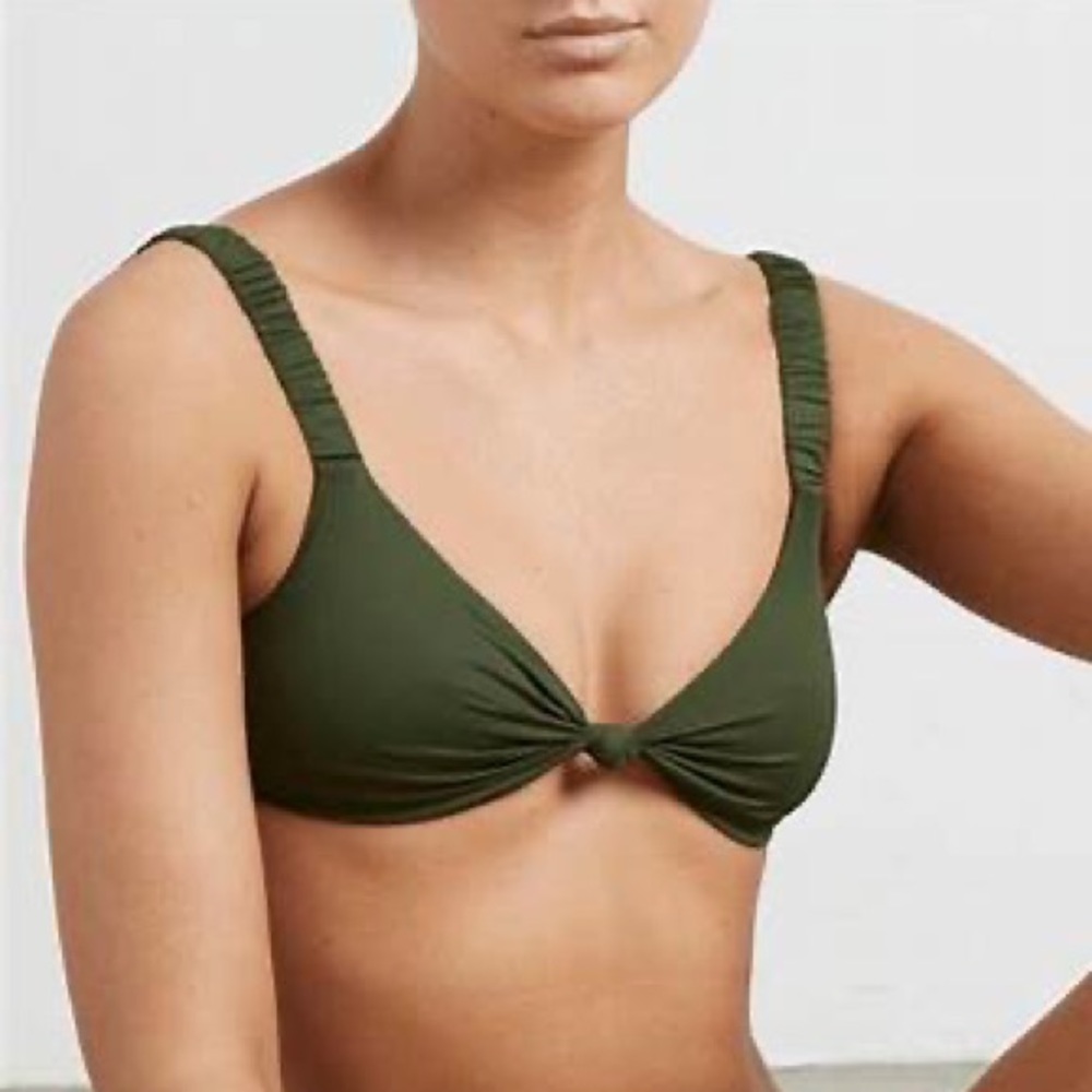 Vitamin A BNWT olive green knot front bikini bralette top